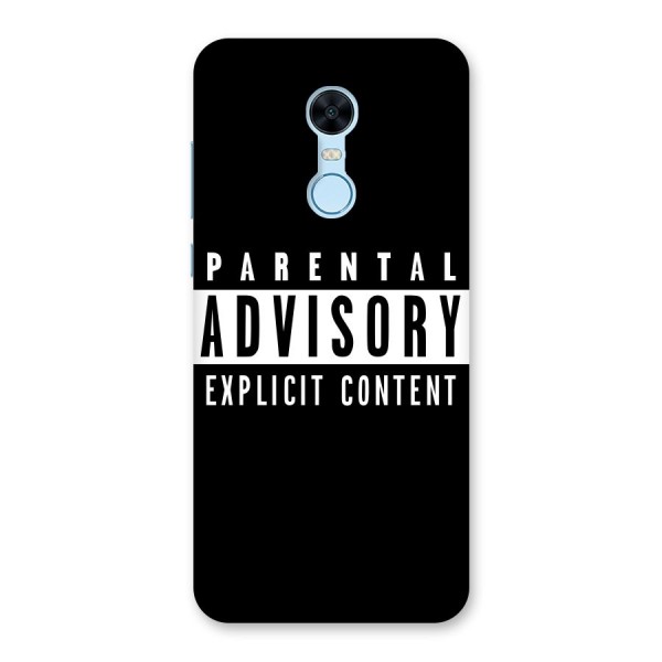 Parental Advisory Label Back Case for Redmi Note 5