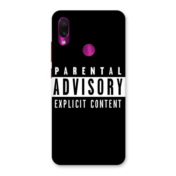 Parental Advisory Label Back Case for Redmi Note 7 Pro