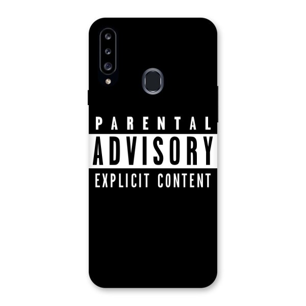 Parental Advisory Label Back Case for Samsung Galaxy A20s
