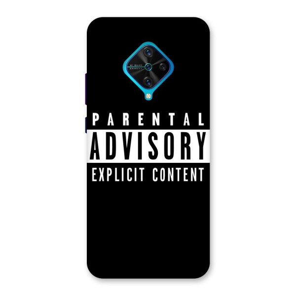Parental Advisory Label Back Case for Vivo S1 Pro