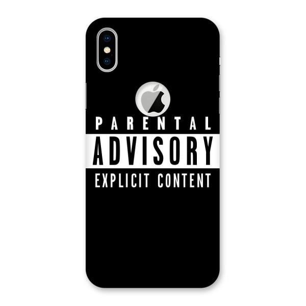 Parental Advisory Label Back Case for iPhone X Logo Cut