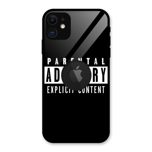 Parental Advisory Label Glass Back Case for iPhone 11 Logo Cut