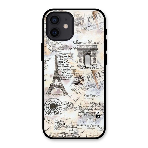 Paris Paper Glass Back Case for iPhone 12