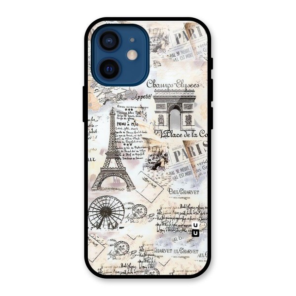 Paris Paper Glass Back Case for iPhone 12 Mini