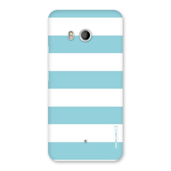 Pastel Blue White Stripes Back Case for HTC U11