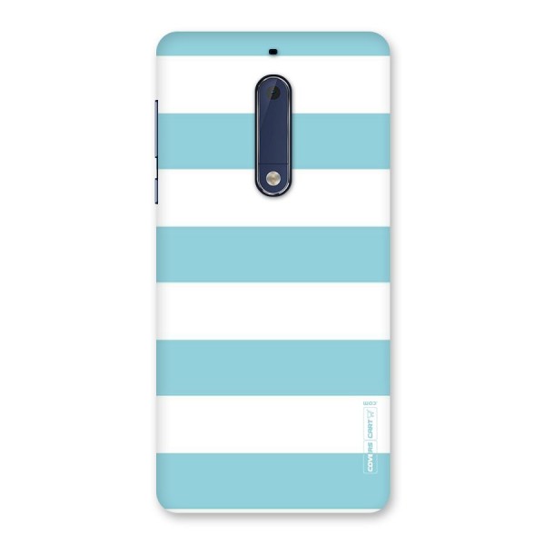 Pastel Blue White Stripes Back Case for Nokia 5
