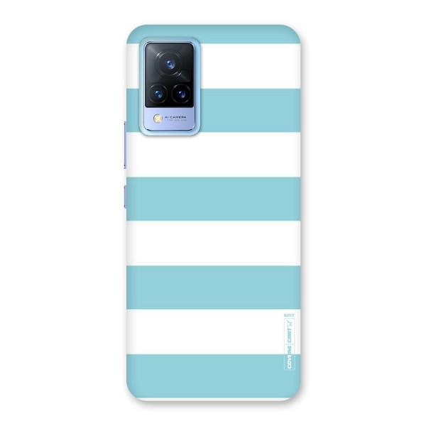 Pastel Blue White Stripes Back Case for Vivo V21 5G