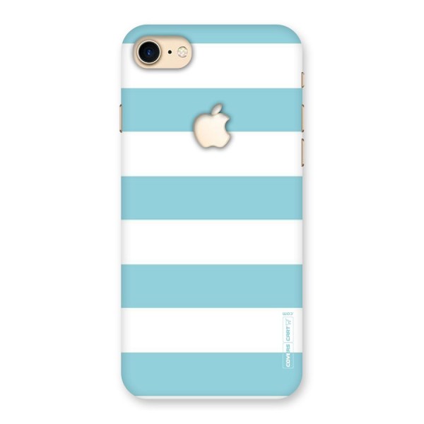Pastel Blue White Stripes Back Case for iPhone 7 Apple Cut