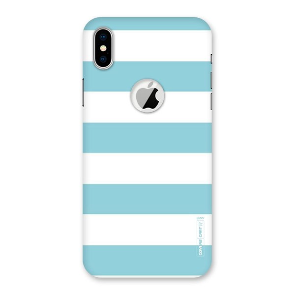 Pastel Blue White Stripes Back Case for iPhone X Logo Cut