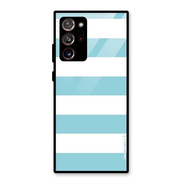 Pastel Blue White Stripes Glass Back Case for Galaxy Note 20 Ultra