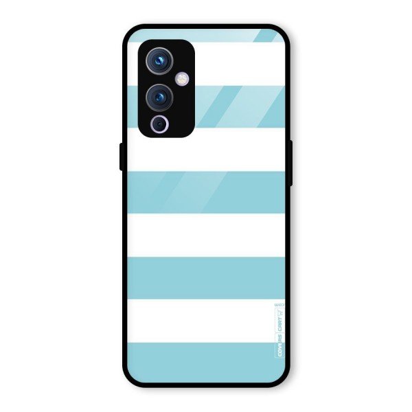 Pastel Blue White Stripes Glass Back Case for OnePlus 9