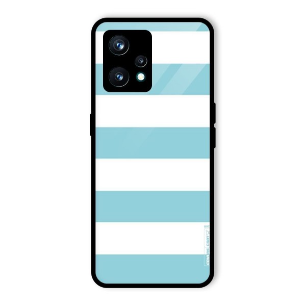 Pastel Blue White Stripes Glass Back Case for Realme 9 Pro Plus 5G