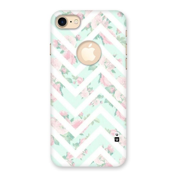 Pastel Floral Zig Zag Back Case for iPhone 7 Logo Cut