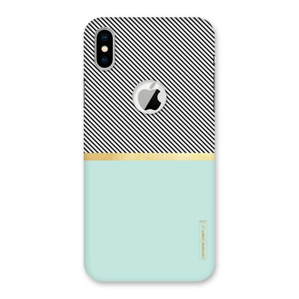 Pastel Green Base Stripes Back Case for iPhone XS Logo Cut