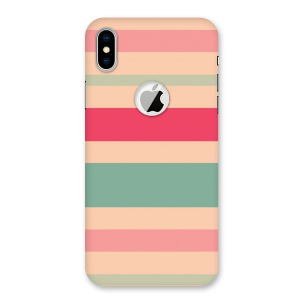 Pastel Stripes Vintage Back Case for iPhone X Logo Cut