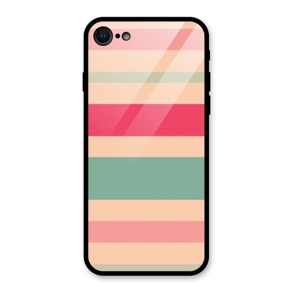 Pastel Stripes Vintage Glass Back Case for iPhone SE 2022