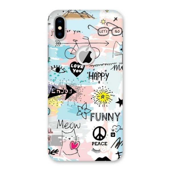 Peace And Funny Back Case for iPhone XS Logo Cut