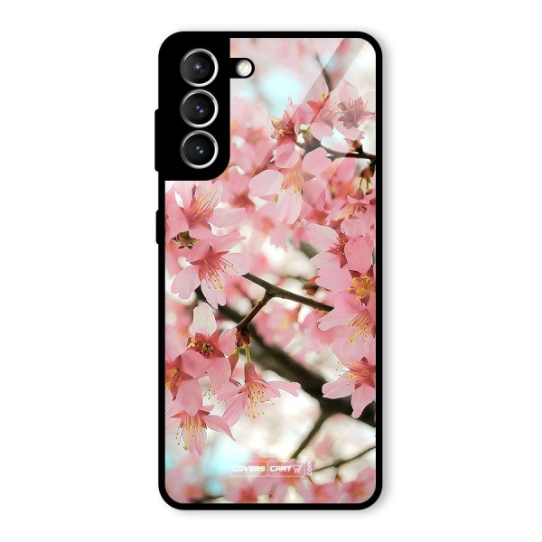 Peach Floral Glass Back Case for Galaxy S21 5G