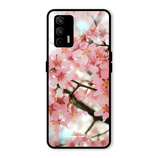 Peach Floral Glass Back Case for Realme X7 Max