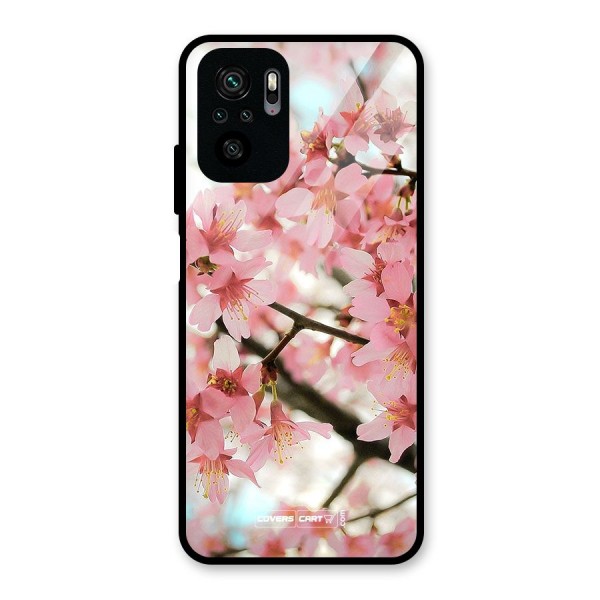 Peach Floral Glass Back Case for Redmi Note 10