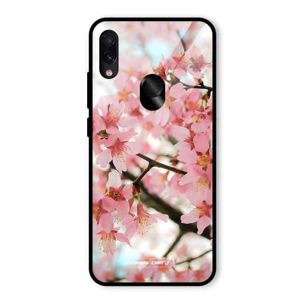 Peach Floral Glass Back Case for Redmi Note 7 Pro