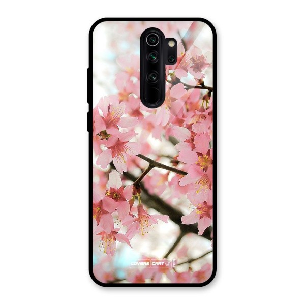 Peach Floral Glass Back Case for Redmi Note 8 Pro