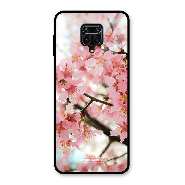 Peach Floral Glass Back Case for Redmi Note 9 Pro Max