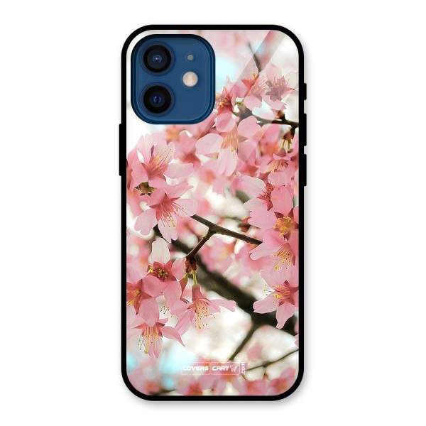 Peach Floral Glass Back Case for iPhone 12 Mini