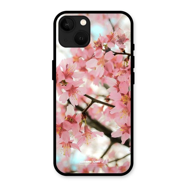 Peach Floral Glass Back Case for iPhone 13