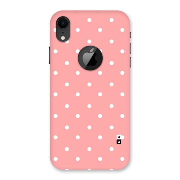 Peach Polka Pattern Back Case for iPhone XR Logo Cut