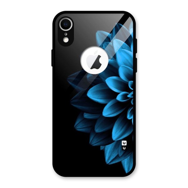 Petals In Blue Glass Back Case for iPhone XR Logo Cut