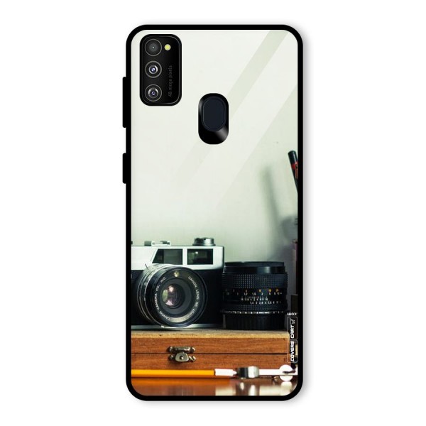 Photographer Desk Glass Back Case for Galaxy M21