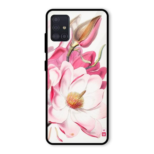 Pink Beautiful Flower Glass Back Case for Galaxy A51