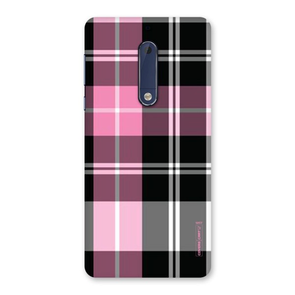 Pink Black Check Back Case for Nokia 5