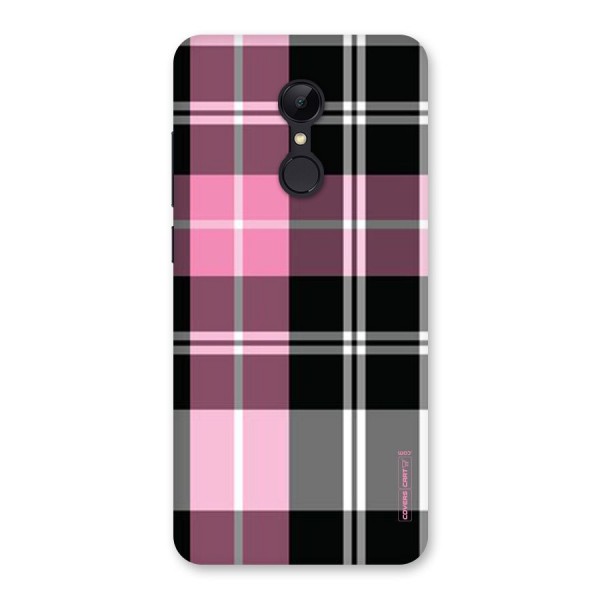 Pink Black Check Back Case for Redmi 5