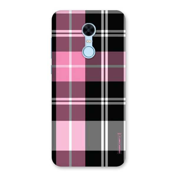 Pink Black Check Back Case for Redmi Note 5