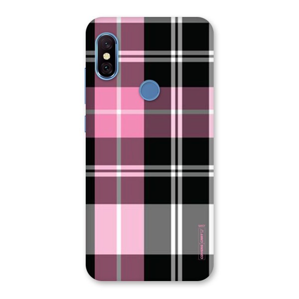 Pink Black Check Back Case for Redmi Note 6 Pro