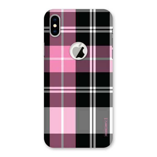 Pink Black Check Back Case for iPhone X Logo Cut