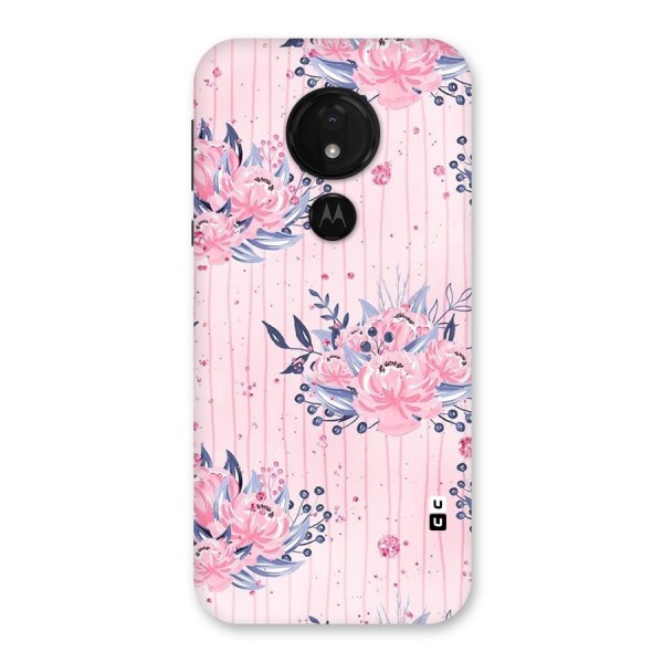 Pink Floral and Stripes Back Case for Moto G7 Power