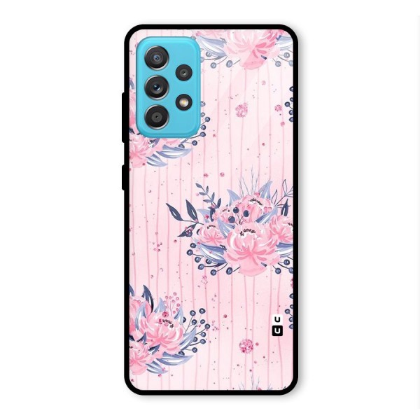 Pink Floral and Stripes Glass Back Case for Galaxy A52s 5G