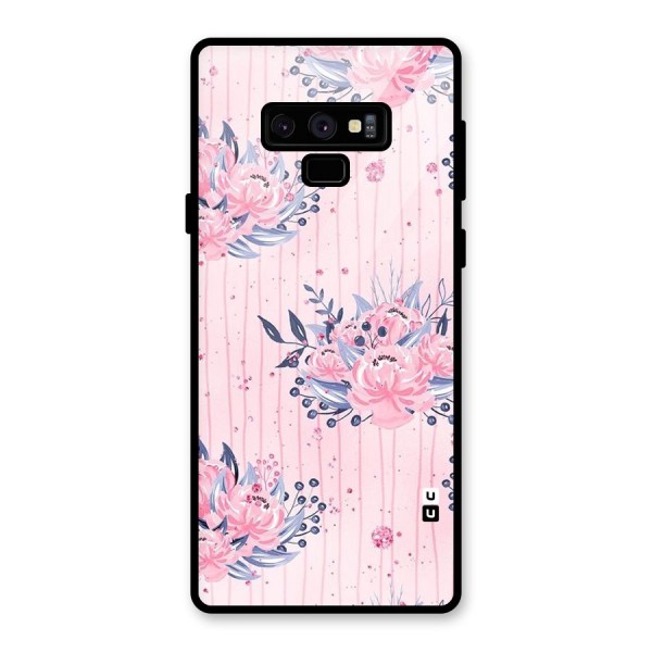 Pink Floral and Stripes Glass Back Case for Galaxy Note 9