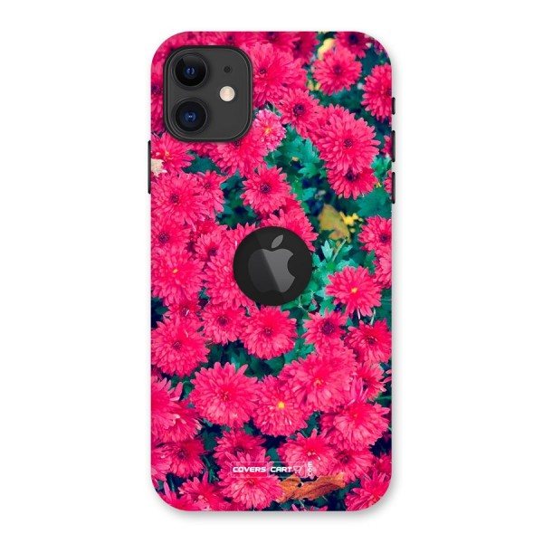 Pink Flowers Back Case for iPhone 11 Logo Cut