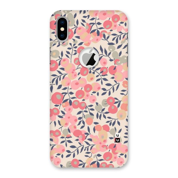Pink Leaf Pattern Back Case for iPhone X Logo Cut