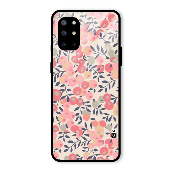 Pink Leaf Pattern Glass Back Case for OnePlus 8T