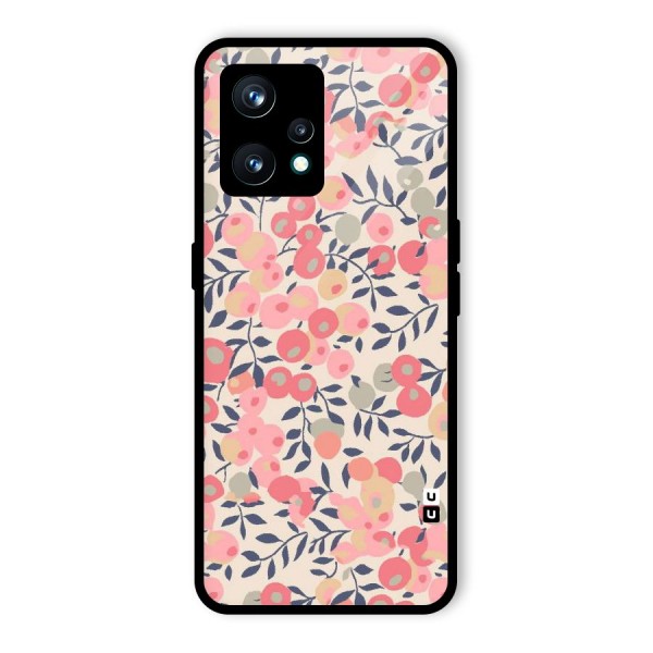 Pink Leaf Pattern Glass Back Case for Realme Narzo 50 Pro