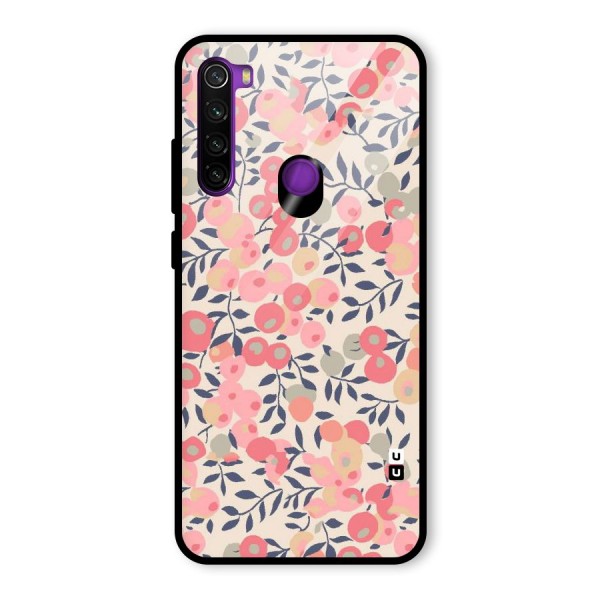 Pink Leaf Pattern Glass Back Case for Redmi Note 8