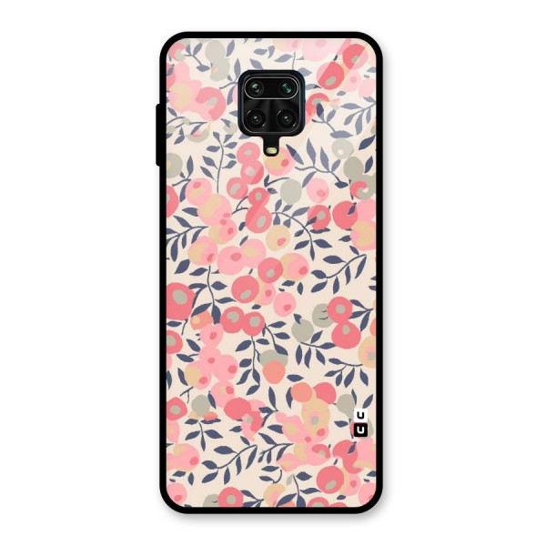 Pink Leaf Pattern Glass Back Case for Redmi Note 9 Pro Max