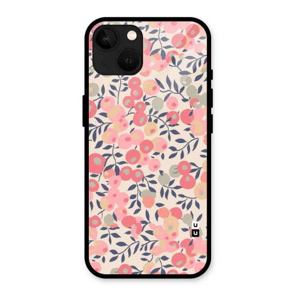 Pink Leaf Pattern Glass Back Case for iPhone 13