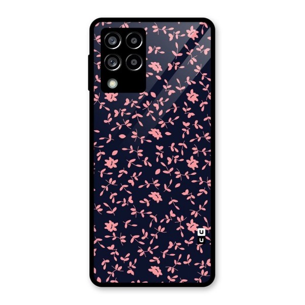 Pink Plant Design Glass Back Case for Galaxy M53 5G