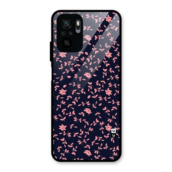 Pink Plant Design Glass Back Case for Redmi Note 10